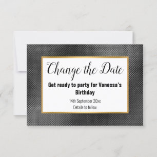 ELEGANT SCHWARZ GOLD PRÄGUNG ÄNDERN SIE DAS DATUM  RSVP KARTE