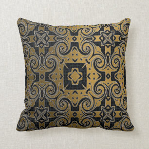 Elegant Schwarz & Gold/Schwarz Kissen