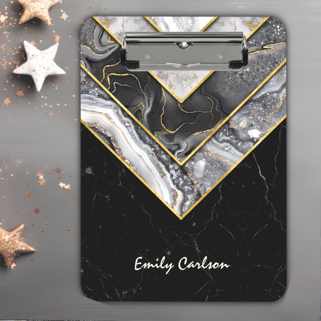 Elegant schwarz grau einzigartig geometrisch klemmbrett (Von Creator hochgeladen)