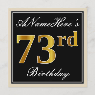 Elegant, schwarz, Imitate Gold 73. Geburtstag + Na Einladung