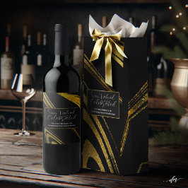 Elegant Schwarz und Gold Weinetikett