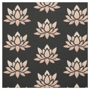 Elegant Schwarz- und Roségold-Lotusblumen-Druck Stoff