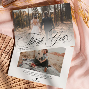Elegant Schwarz-weiß danke Ihnen 2 Fotos Hochzeit