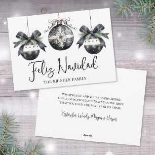 Elegant Schwarz-weiß Feliz Navidad Weihnachten