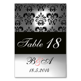 ELEGANT SCHWARZ-WEISS GRAU DAMASK MONOGRAMM TISCHNUMMER