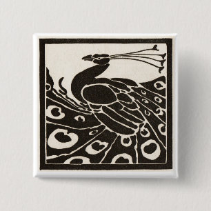 ELEGANT SCHWARZ-WEISS PEACOCK BUTTON