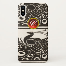 ELEGANT SCHWARZ-WEISS PEACOCK RED RUBY GEM MONOGRA Case-Mate iPhone HÜLLE