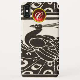 ELEGANT SCHWARZ-WEISS PEACOCK RED RUBY GEM MONOGRA Case-Mate iPhone HÜLLE