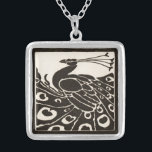 ELEGANT SCHWARZ-WEISS PEACOCK VERSILBERTE KETTE<br><div class="desc">Eleganter Jugendstil-Pfau in Schwarz-Weiß</div>