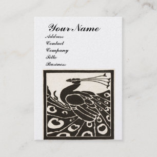 ELEGANT SCHWARZ WEISS PFauen-MONOGRAMM Perlmalle M Visitenkarte