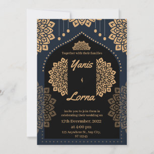 ELEGANT schwarzer GOLD CLASSIC MANDALA WEDING INVI Einladung