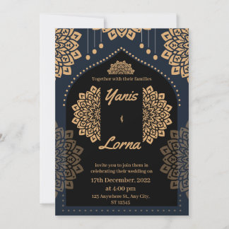 ELEGANT schwarzer GOLD CLASSIC MANDALA WEDING INVI Einladung