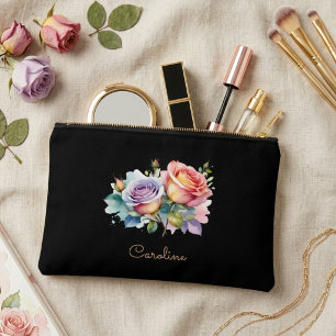 Elegant Schwarzes Stylisches Florales Boho Süß Zubehörtasche