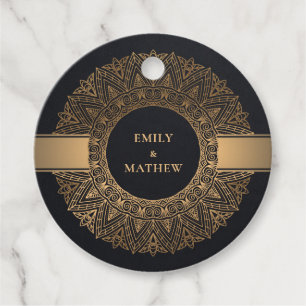 ELEGANT SCHWARZGOLD CLASSIC VERZIERT MANDALA WEDD GESCHENKANHÄNGER