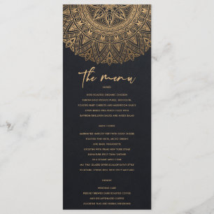 ELEGANT SCHWARZGOLD CLASSIC VERZIERT MANDALA WEDD MENÜKARTE