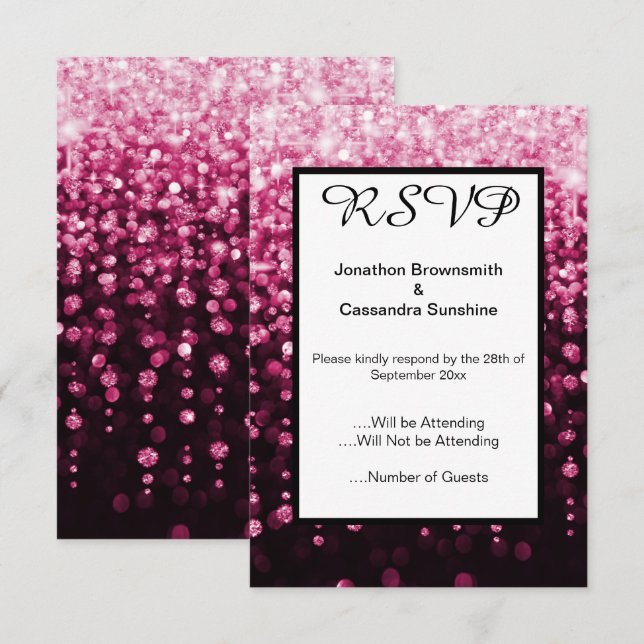 ELEGANT SCHWARZPINK DIAMONOND WATERFALL UAWG EINLADUNG (Vorne/Hinten)