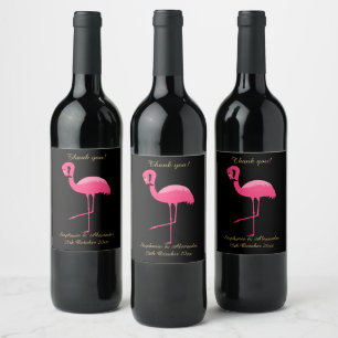 ELEGANT SCHWARZPINK FLAMINGO ZURÜCKZAHLBAR WEINETIKETT