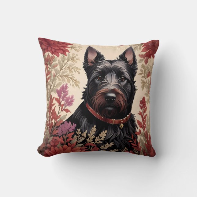 Elegant Scottish Terrier Dog Portrait Kissen (Vorderseite)