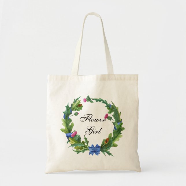 Elegant Scottish Thistle Blumenblume Girl Tragetasche (Vorne)