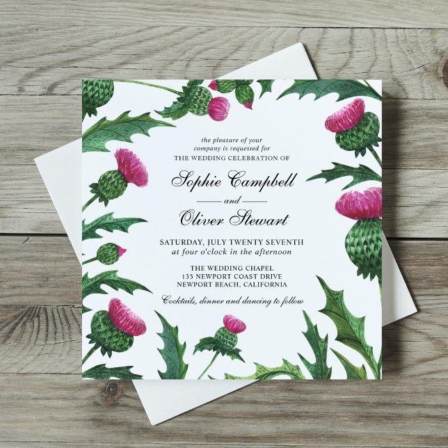 Elegant Scottish Thistle Floral Wedding Einladung (Von Creator hochgeladen)