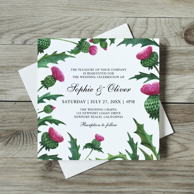Elegant Scottish Thistle Floral Wedding Einladung (Von Creator hochgeladen)