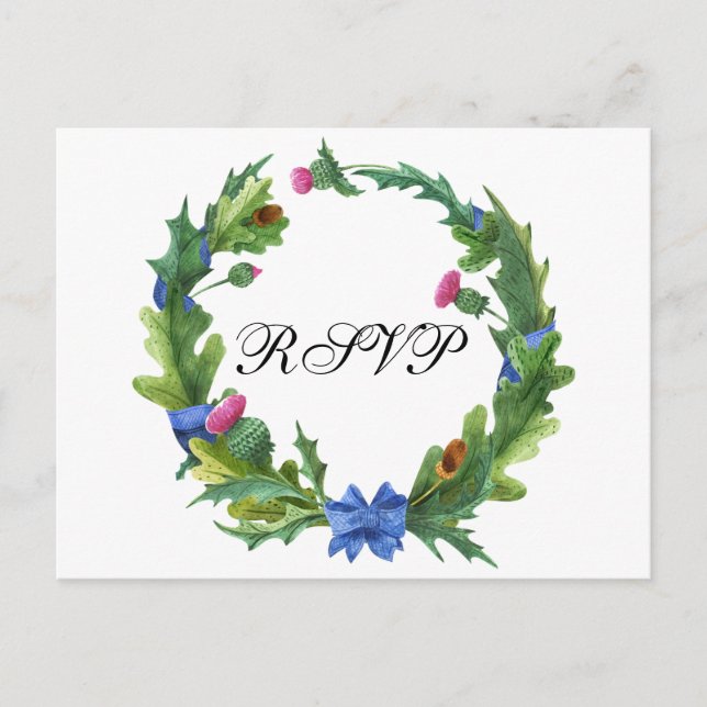 Elegant Scottish Thistle Wedding Meal Choice UAWG Einladungspostkarte (Vorderseite)