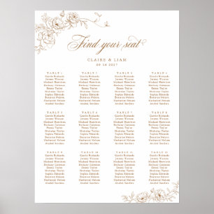 Elegant Scrip 12 Table Rose Hochzeitstabelle Poster