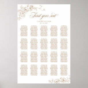 Elegant Scrip 20 Table Rose Hochzeitstabelle Poster