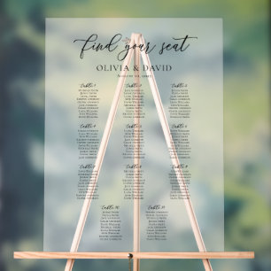 Élégant Script 11 table Seating Chart Symbole acry