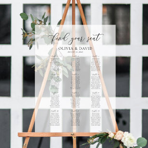 Élégant Script 12 table Seating Chart Symbole acry