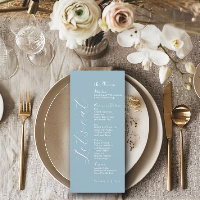 Élégant Script 4x9" Mariage Table de marée Menu (Créateur téléchargé)