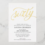 ELEGANT SCRIPT 60. Geburtstagsparty Stilgold Folieneinladung<br><div class="desc">von kat massard >>> https://linktr.ee/simplysweetpaperie <<< Ein trendiges, handgeschriebenes Einladungs-Design für Ihren 60. GEBURTSTAG - ich habe die meisten Altersstufen im Geschäft TIP :: 1. Um Grafiken und Schriftart zu ändern/zu verschieben und mehr Text hinzuzufügen, klicken Sie auf den Button "Anpassen". - - - - - - - - -...</div>