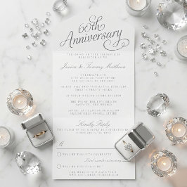 Elegant Script 60th Diamond Wedding Anniversary All In One Einladung