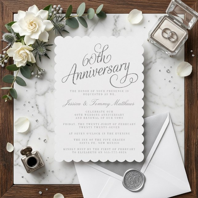Elegant Script 60th Diamond Wedding Anniversary Einladung (Von Creator hochgeladen)