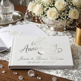 Elegant Script 60th Diamond Wedding Anniversary Gästebuch