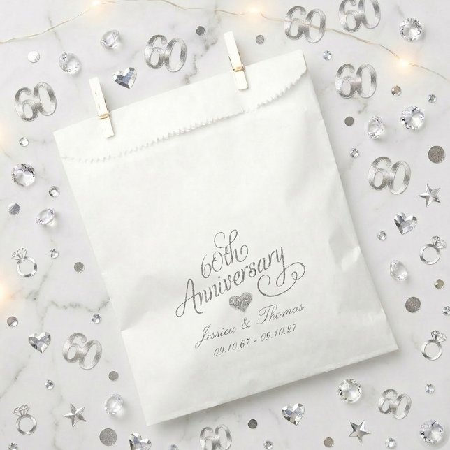 Elegant Script 60th Diamond Wedding Anniversary Geschenktütchen (Von Creator hochgeladen)