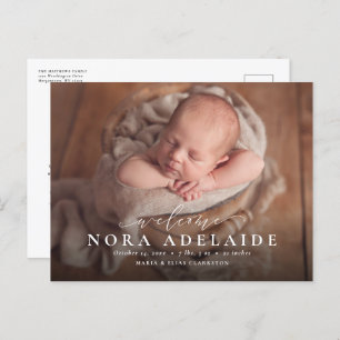 Élégant script accueil simple faire-part de naissa