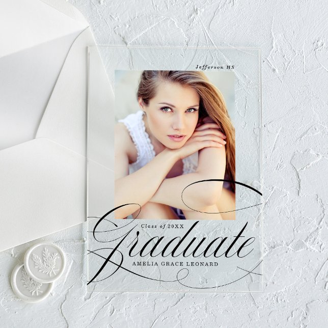 Élégant Script Acrylique Graduation Faire-part (Créateur téléchargé)