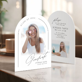 Elegant Script Arch Photo Graduation Announcement Einladung
