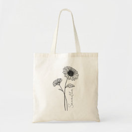 Elegant Script Aster September Geburtsname Blume Tragetasche