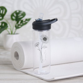 Elegant Script Aster September Geburtsname Blume Trinkflasche