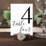 Elegant Script Black & White Reception Table Card Tischnummer<br><div class="desc">Add a polished and cohesive touch to your reception décor with this minimalist wedding table number sign. Featuring a bold modern numeral paired with elegant handwritten-style script, this design blends contemporary simplicity with timeless sophistication. The clean black and white layout creates a refined look that complements a wide range of...</div>