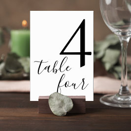Elegant Script Black & White Reception Table Card Tischnummer
