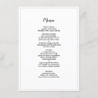 Élégant Script Borders Mariage Dîner Menu