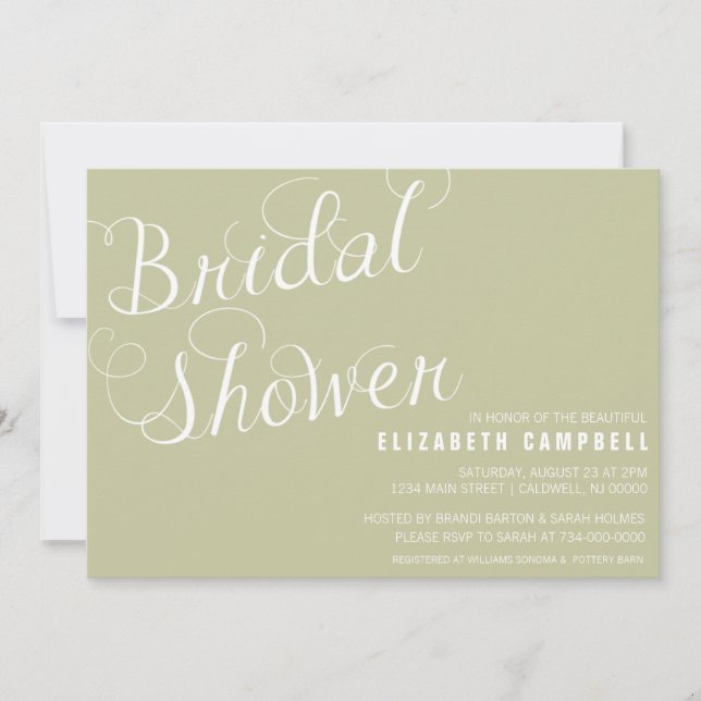 Élégant Script Bridal Shower Invitations (Devant)