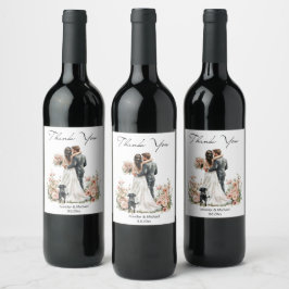 elegant script bride and groom wedding thank you weinetikett