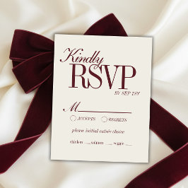 Elegant Script Burgundy Red Formal Wedding Details RSVP Karte