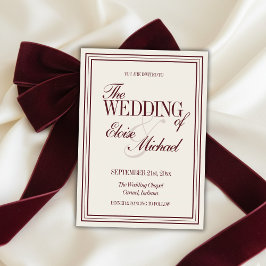Elegant Script Burgundy Red Formal Wedding  Einladung