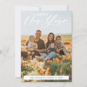Élégant script Carte photo du Nouvel An
