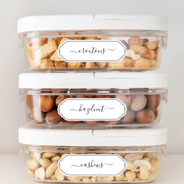 Élégant Script Châtelet Frame Cuisine Étiquettes (Créateur téléchargé)